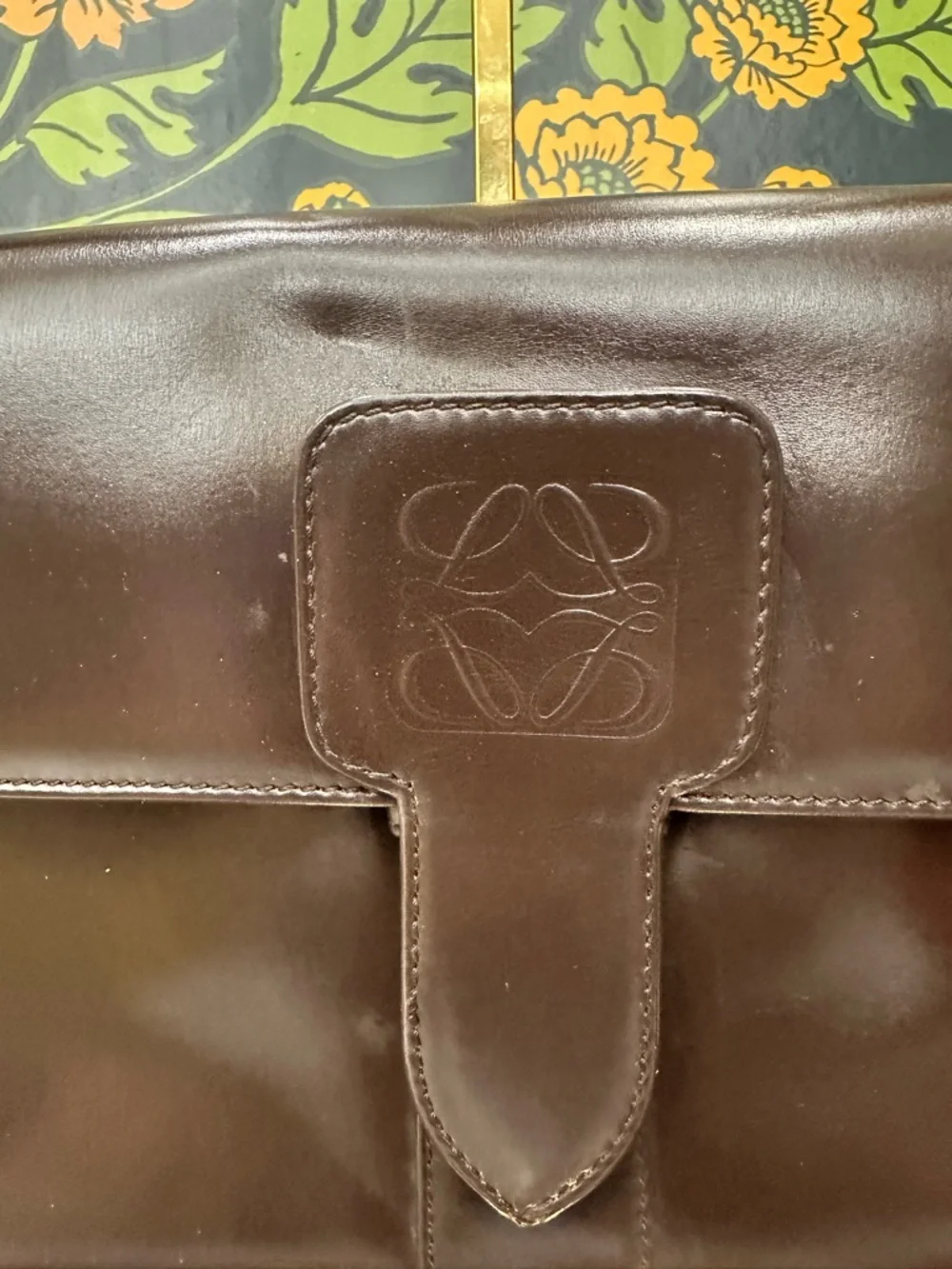 Vintage Loewe Anagram Leather Shoulder Bag Brown Spain Pre-LVMH Structured Flap - Picture 8 of 12